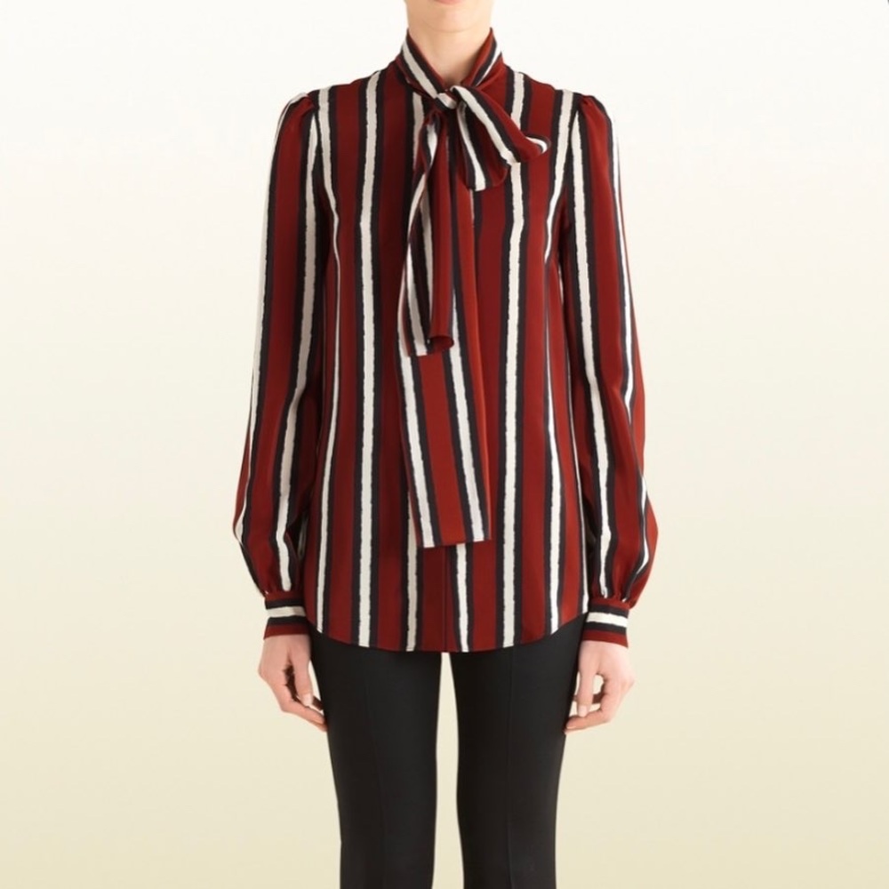 GUCCI 100% SILK STRIPED BLOUSE 😍